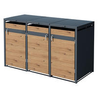 MÜLLTONNENBOX 3er Anthrazit-Eichenoptik - Braun, Metall (80/116.3/200cm) - ML-DESIGN
