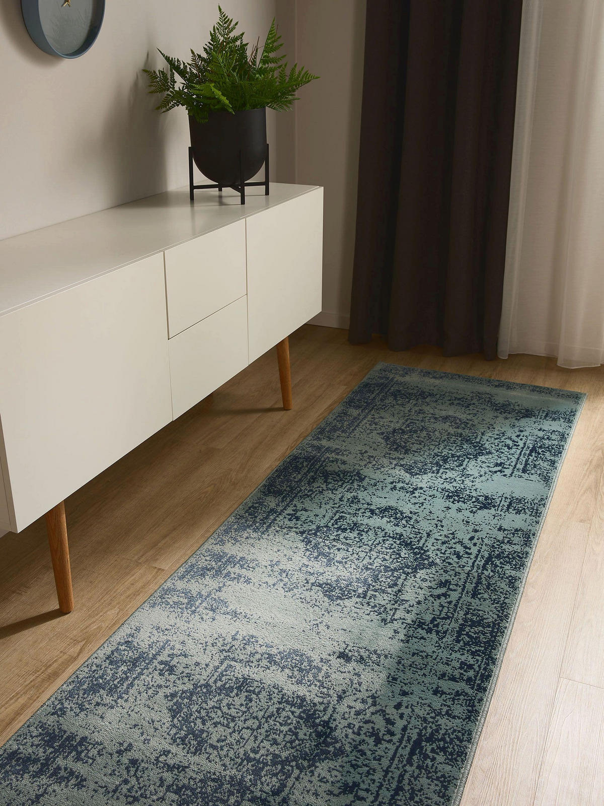 VINTAGE-LÄUFER Suki 80/240 cm - Türkis, Kunststoff (80/240cm) - benuta