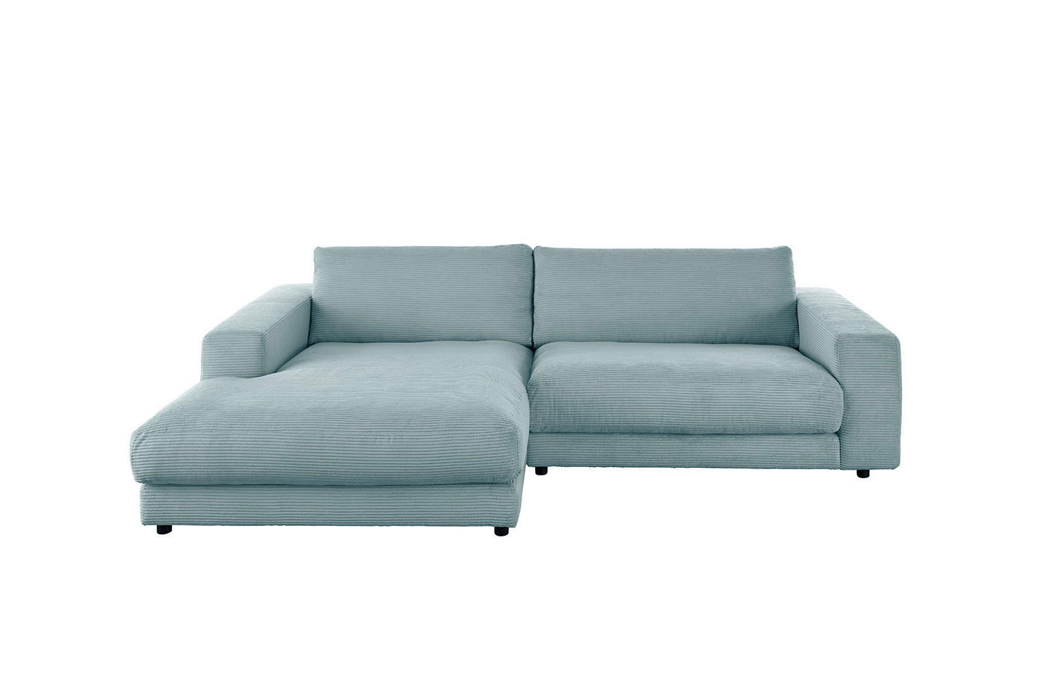 ECKSOFA MADELINE Hellblau Cord - Schwarz/Hellblau, Kunststoff/Textil (270/190cm) - KAWOLA