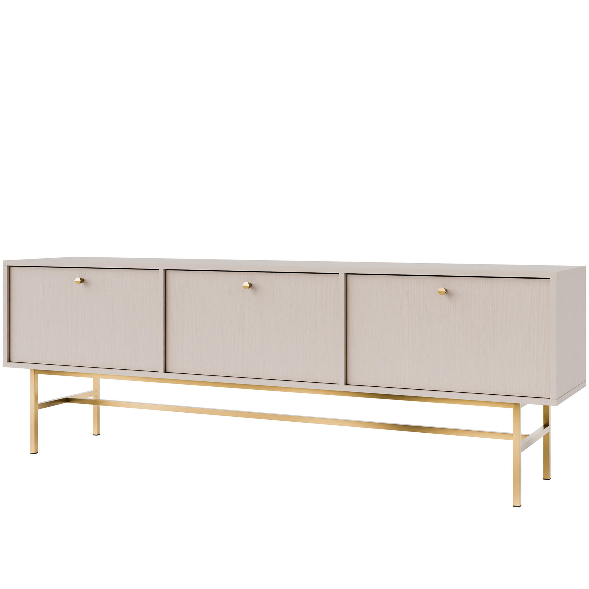 TV-LOWBOARD FLOREN, Creme/Gold - Creme, Holzwerkstoff/Metall (180/62.5/40.8cm) - KONSIMO®