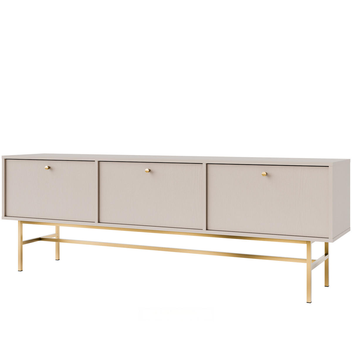 TV-LOWBOARD FLOREN, Creme/Gold - Creme, Holzwerkstoff/Metall (180/62.5/40.8cm) - KONSIMO®