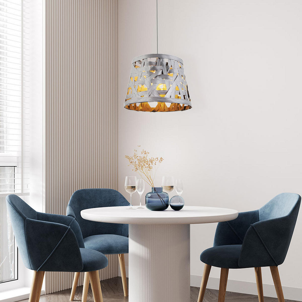 HÄNGELEUCHTE SALVADOR Textil Grau - Grau, Metall (35/35/144cm) - Globo Lighting