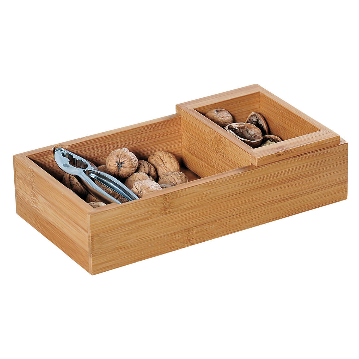 NUSSKNACKER mit Bambusnussbehälter Beige 16/30/5 cm - Beige, Naturmaterialen (30/5/16cm) - Kesper