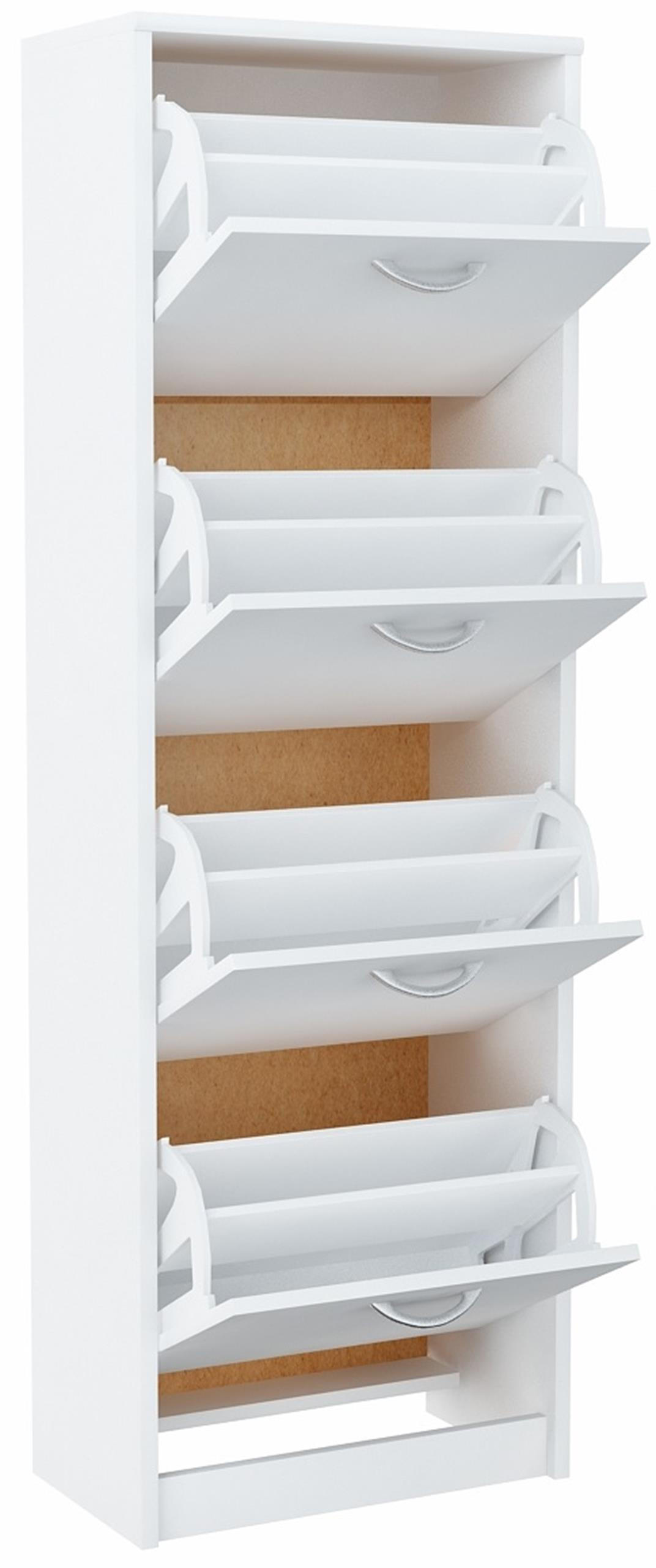 SCHUHSCHRANK 4S Weiß 50/28/152 cm - Weiß, Holzwerkstoff (50/152/28cm) - Matkam Möbel
