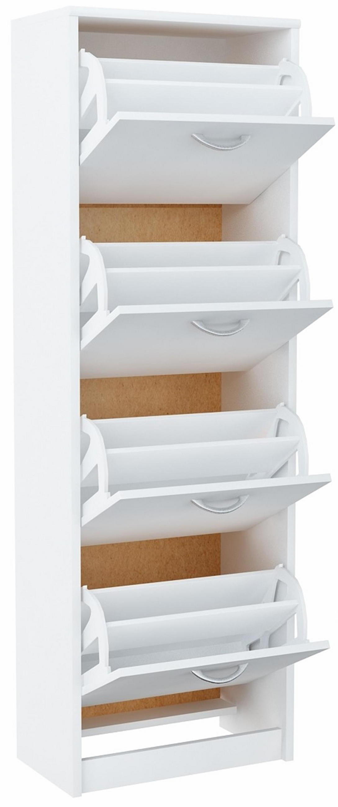 SCHUHSCHRANK 4S Weiß 50/28/152 cm - Weiß, Holzwerkstoff (50/152/28cm) - Matkam Möbel