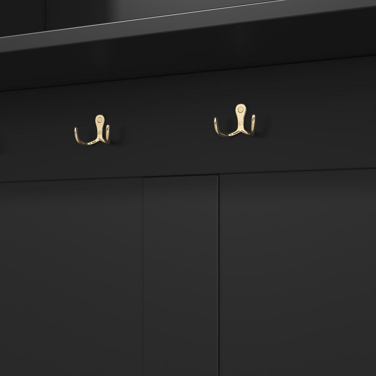 GARDEROBENSTÄNDER mit Bank 6 Haken Schwarz 120x40x191cm - Schwarz, Holzwerkstoff (40/191/120cm) - FLIEKS