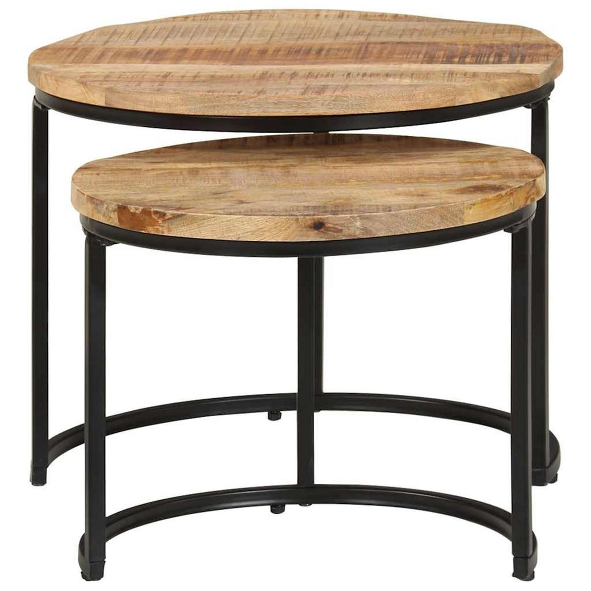 SATZTISCHE 2Er Set Rohes Mangoholz - Braun, Holz (70/50/40cm) - vidaXL