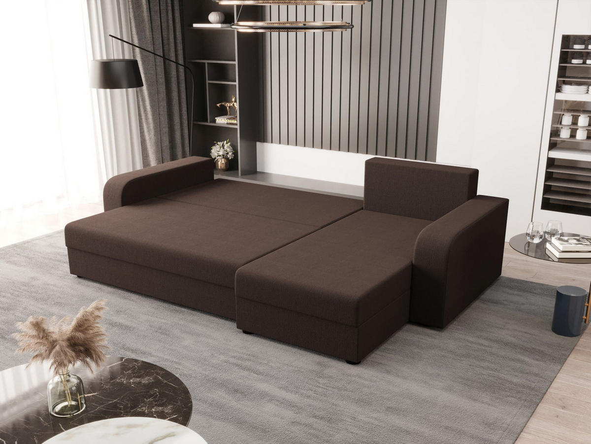 ECKSOFA HEWLET L BIS Cosmic 800 Rechts mit Schlaffunktion - Braun, Textil (240/140cm) - Bedante