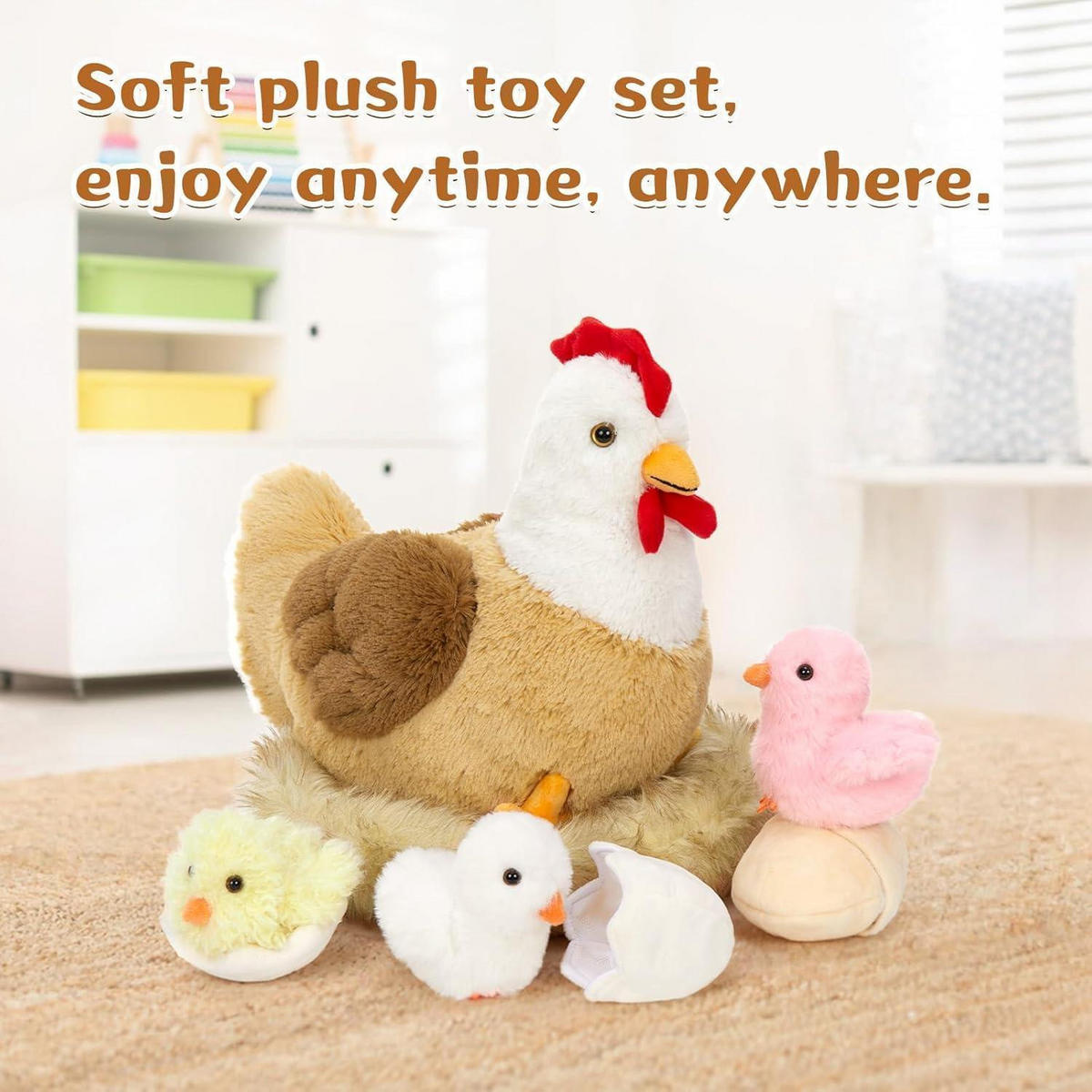 PLÜSCHTIER 7-teiliges Set mit Huhn und Küken 36 cm - Multicolor, Textil (30/36cm)