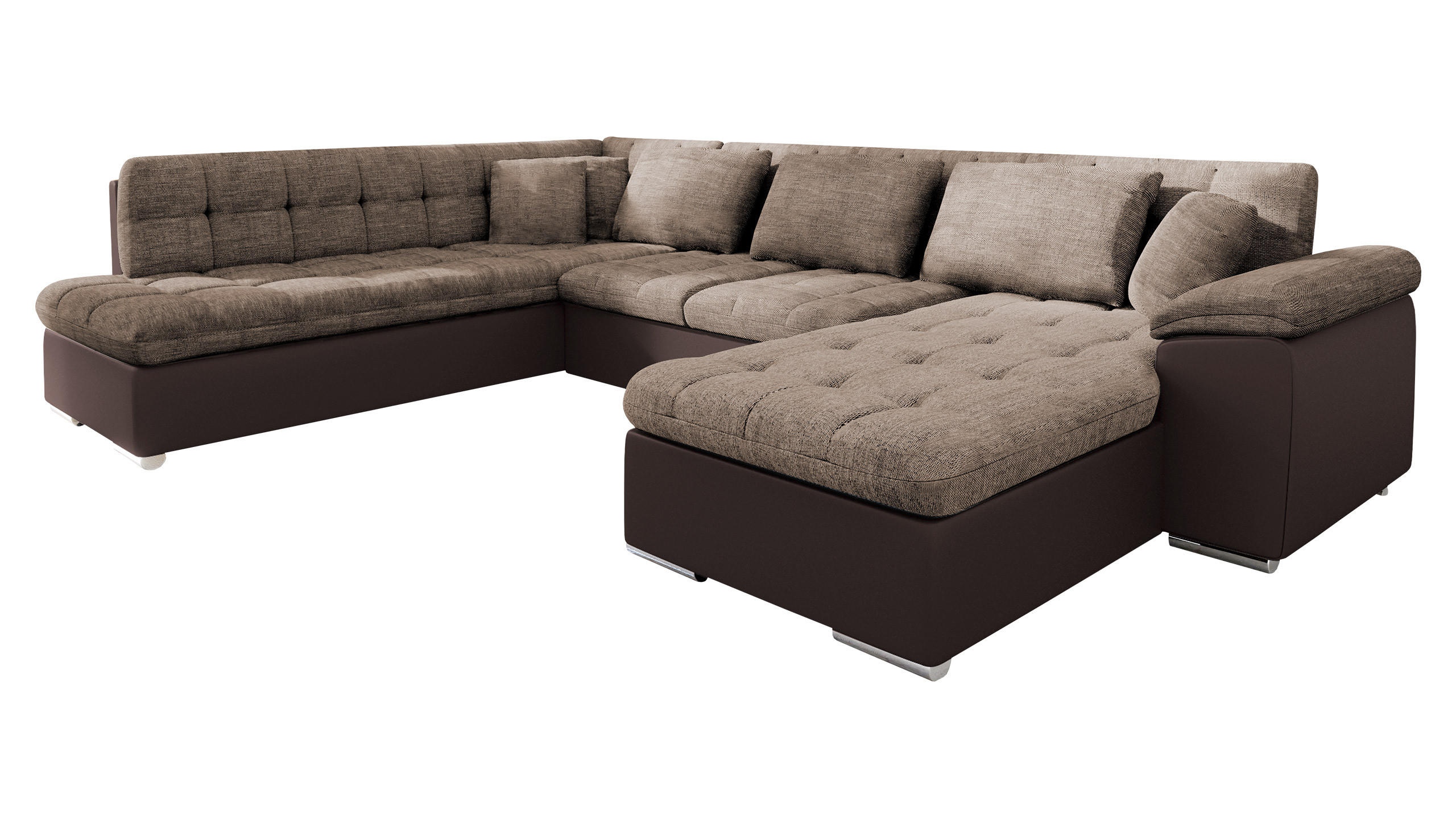 WOHNLANDSCHAFT Niko Bis, Seite: Rechts - Hellbraun, Holz/Textil (348/76/205cm) - MIRJAN24