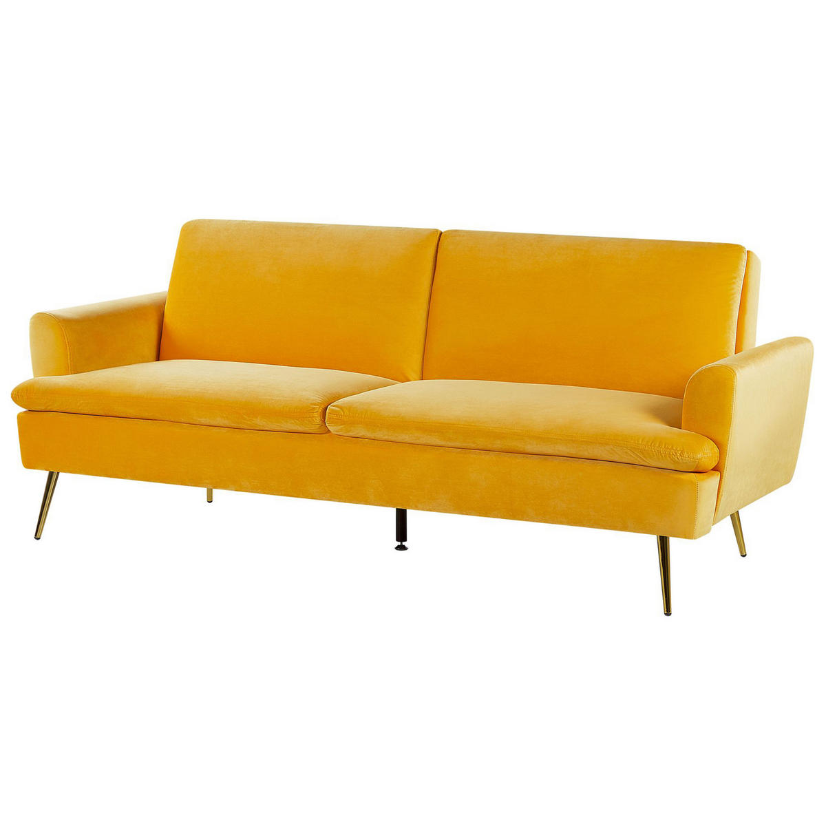 3-SITZER-SCHLAFSOFA Samtstoff Gelb Vettre - Gelb, Textil (210/88/84cm) - Beliani