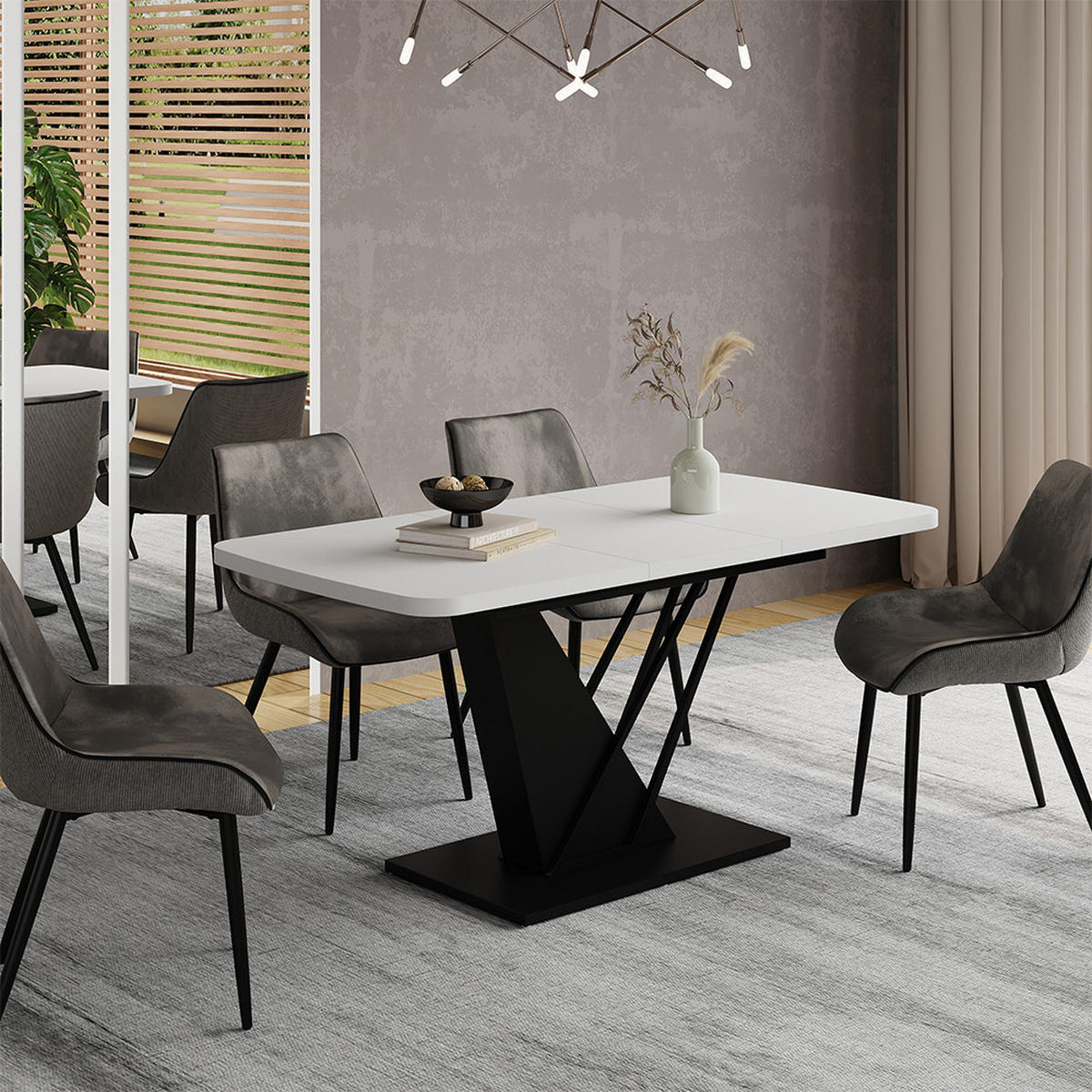 JÍDELNÍ STŮL Fenaro Bílá/černá - bílá/černá, kompozitní dřevo (80/120/77.4cm) - Vicco