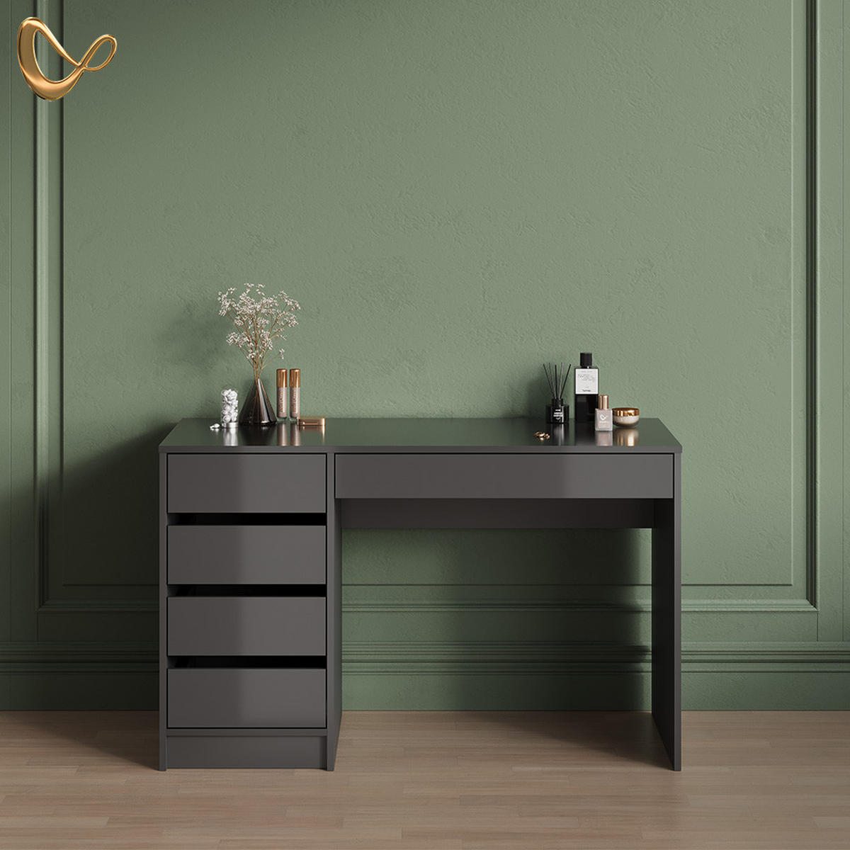 SCHMINKTISCH Imola Anthrazit 120 cm - Anthrazit, Holzwerkstoff (55/120/75cm) - Livinity®