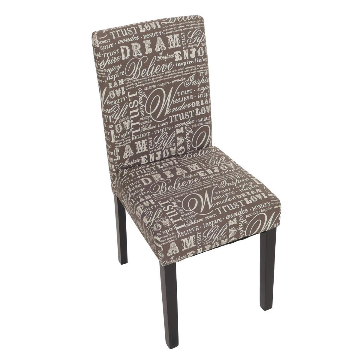 ESSZIMMERSTUHL 6er-Set klassisch und zeitlos 90x43x48cm Sitzhöhe 45cm Textil mit Schriftzug dunkle Beine Grau - Grau, Textil (43/90/48cm) - CHEFGASTRO