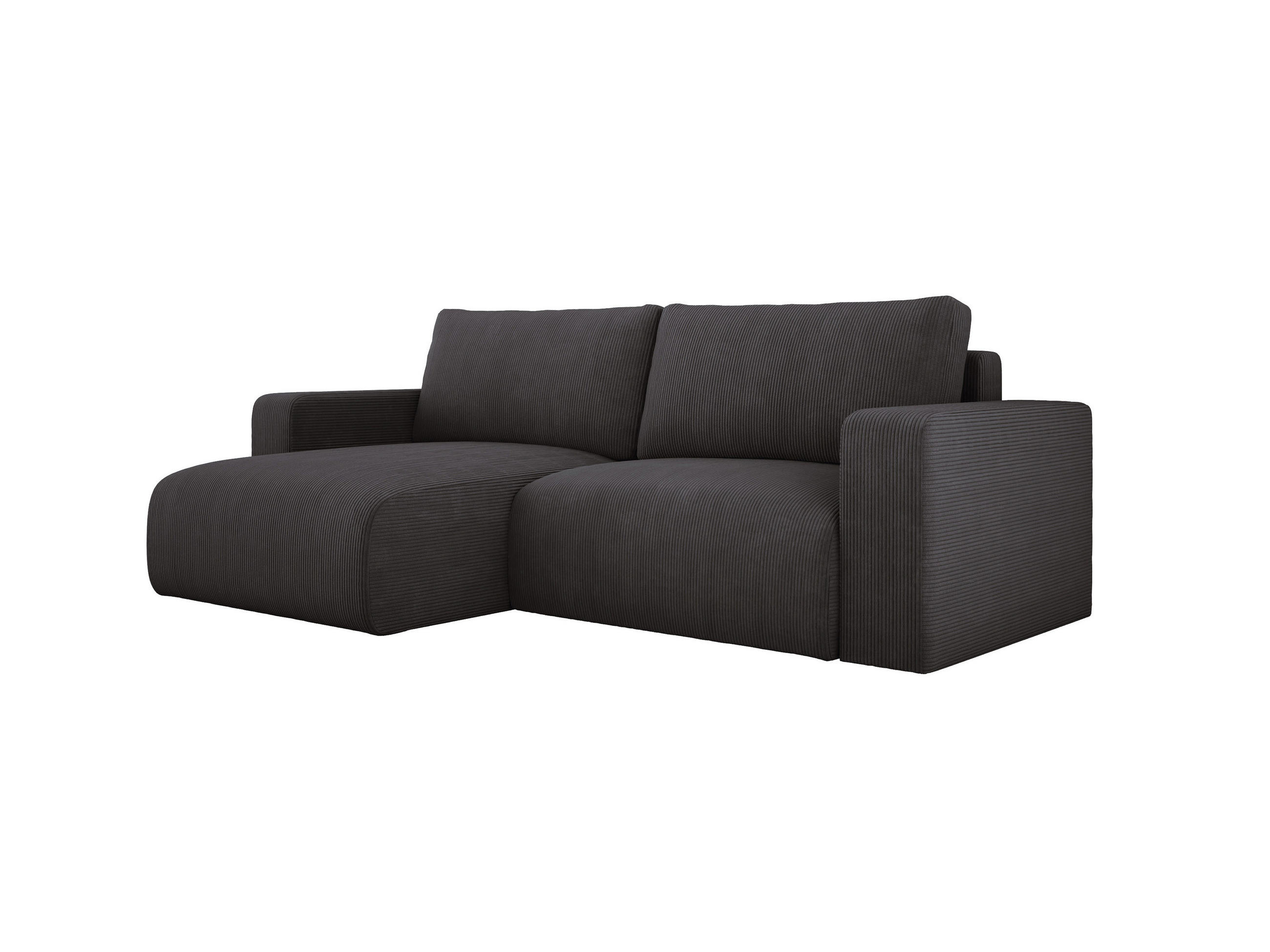 ECKSOFA Carl L-förmig Schlaffunktion und Bettkasten weicher Cordstoff flexibel stellbar lose Rückenkissen freistehend LINKS 143x247x83cm Graphite - Graphitfarben, Holz/Textil (143/247cm) - DomoHome