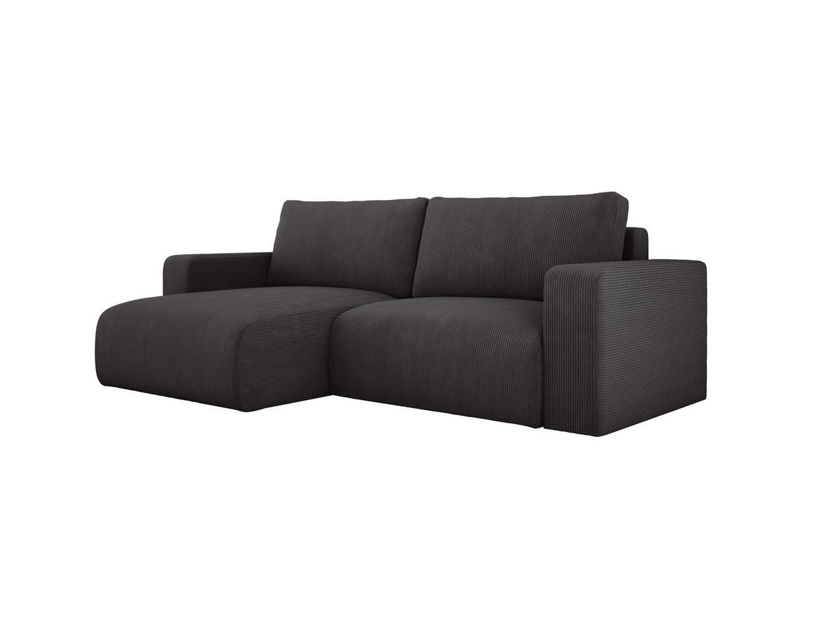 ECKSOFA Carl L-förmig Schlaffunktion und Bettkasten weicher Cordstoff flexibel stellbar lose Rückenkissen freistehend LINKS 143x247x83cm Graphite - Graphitfarben, Holz/Textil (143/247cm) - DomoHome