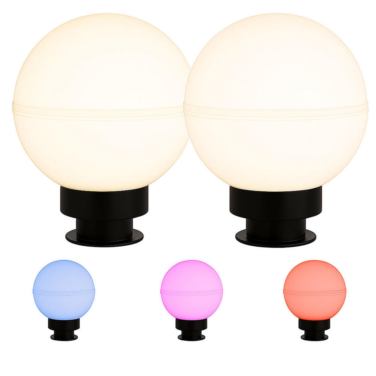 LED AUSSENLEUCHTE Kugel Weiß 2er Set - Weiß, Kunststoff (20/20/51cm)