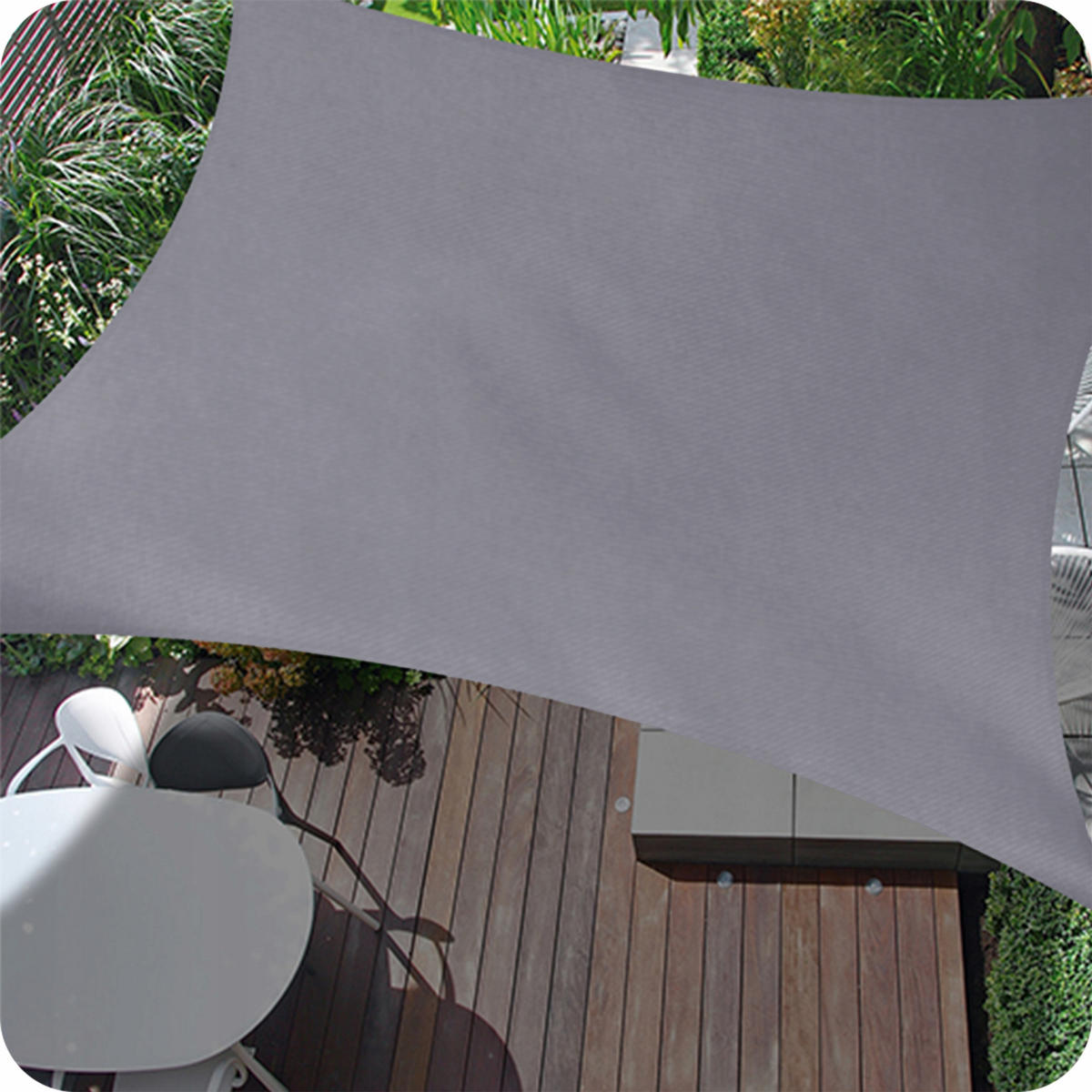 SONNENSEGEL Wasserdicht Rechteckig Grau 3x2m - Grau, Textil (300/200cm) - KRUMAD