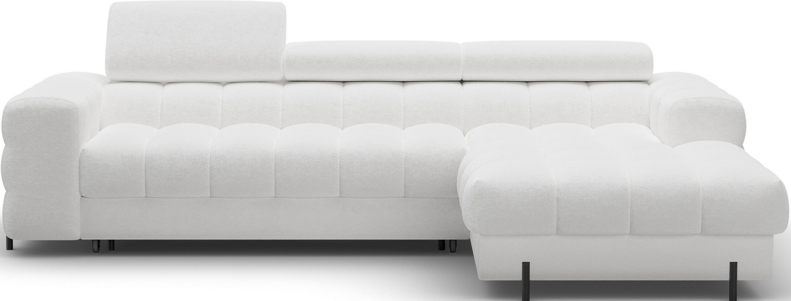 ECKSOFA FELRO mit Schlaffunktion, Bettkasten & verstellbaren Kopfstützen – Modernes Premium-Ecksofa in L-Form - Weiß, Kunststoff (181/285cm) - Wohnideebilder