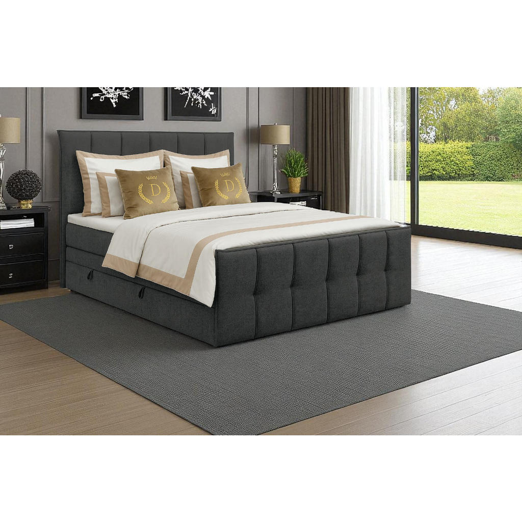 Thumbnail - KS Home Concept Boxspringbett, Anthrazit, Textil, H4, 120x200 cm, Schlafzimmer, Betten, Boxspringbetten