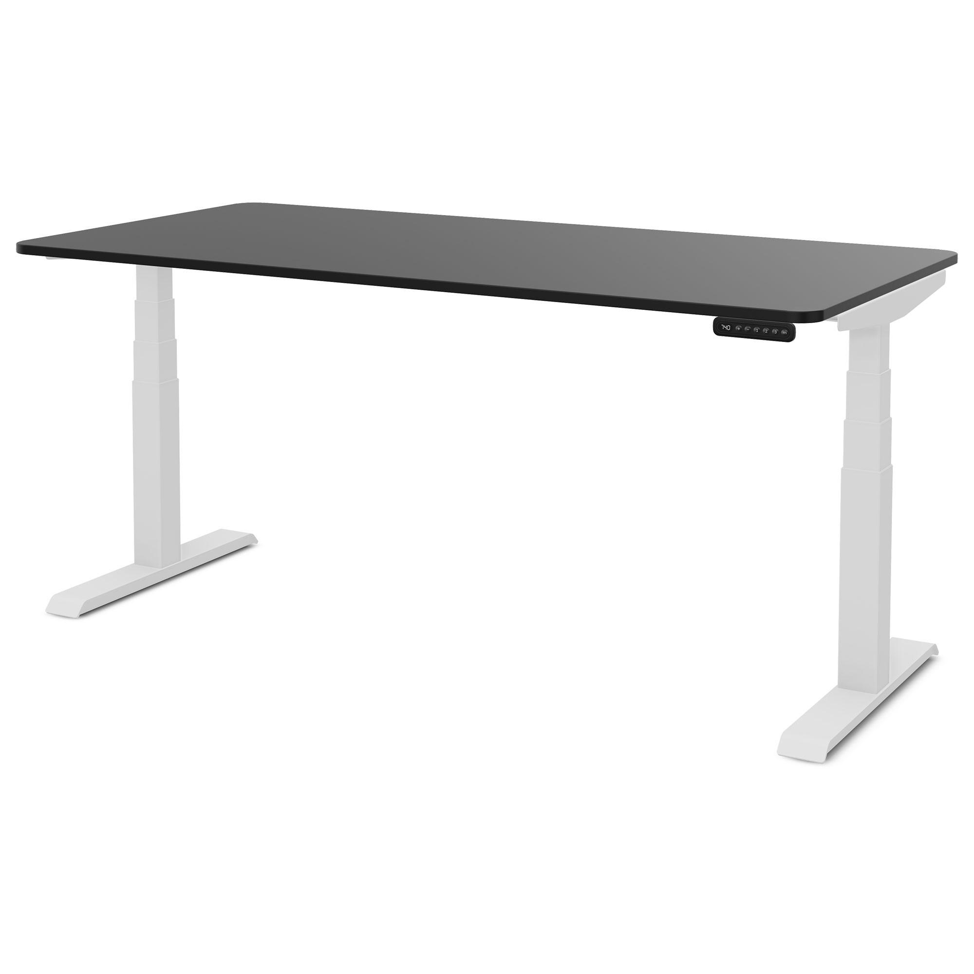 SCHREIBTISCH Elektrisch Höhenverstellbarer Familien Schreibtisch Pitino Curved Schwarz Signalweiß 180/80/52.5-121cm - Schwarz/Weiß, Holzwerkstoff/Metall (80/180/121cm) - ASSMANN