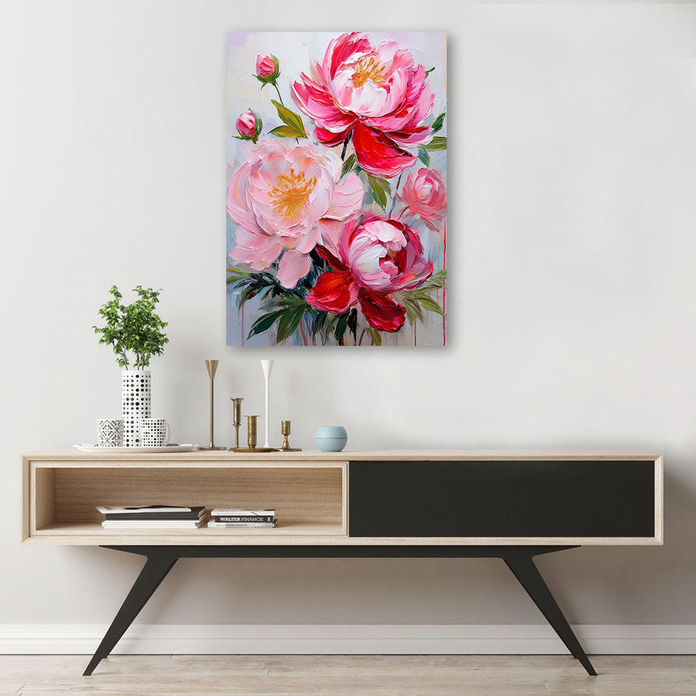 WANDBILD pfingstrosen rosa blumen natur - Pink, Textil (60/90cm) - Feeby