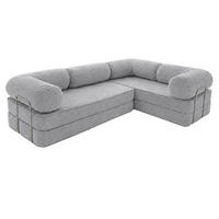 ECKSOFA Cord 300 x 200 cm Grau mit Schlaffunktion - Grau, Textil (300/200cm) - SURB