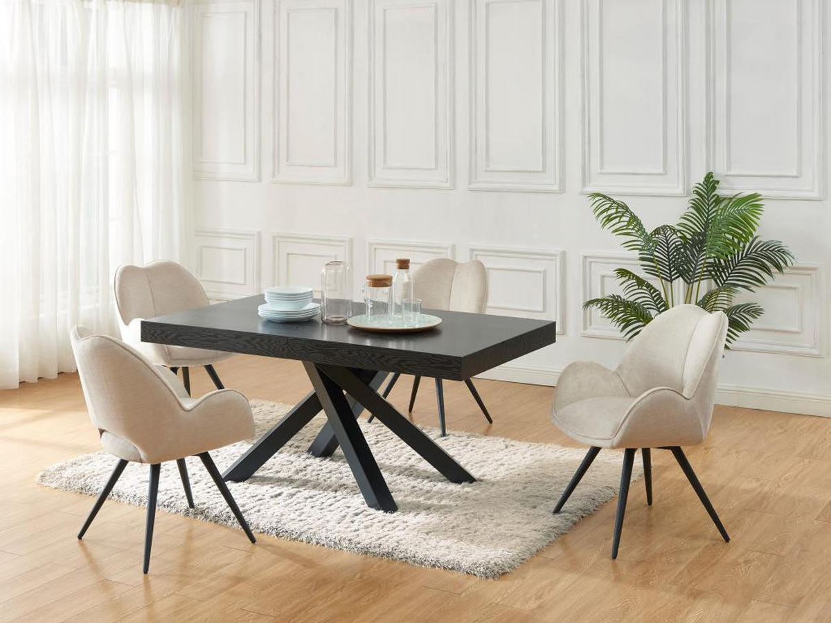 ESSTISCH ausziehbar - 6 bis 10 Personen - MDF & Metall - Schwarz - CATONAV - Schwarz, Holz (240/90/75cm) - Vente-Unique