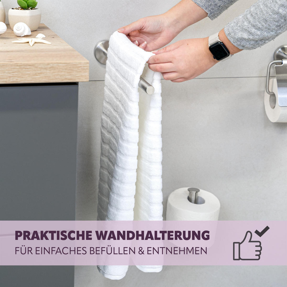 TELESKOPHANDTUCHSTANGE PIAZZA Edelstahl - Edelstahlfarben, Metall (6/6/50cm) - bremermann