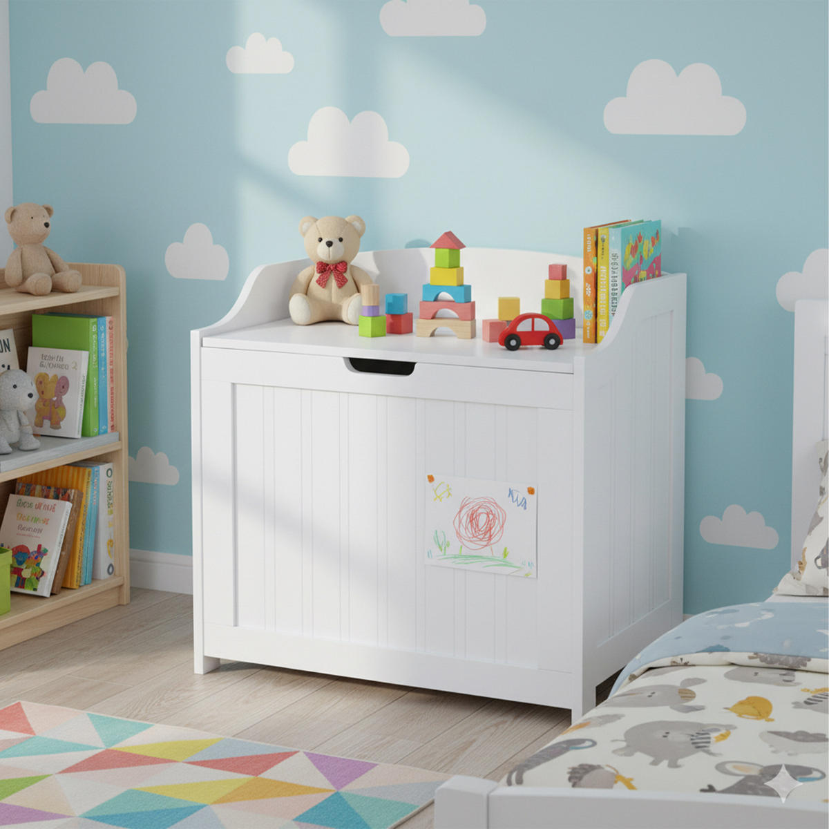 WÄSCHETRUHE - Weiß, Holzwerkstoff (56/53/36cm) - Relaxdays