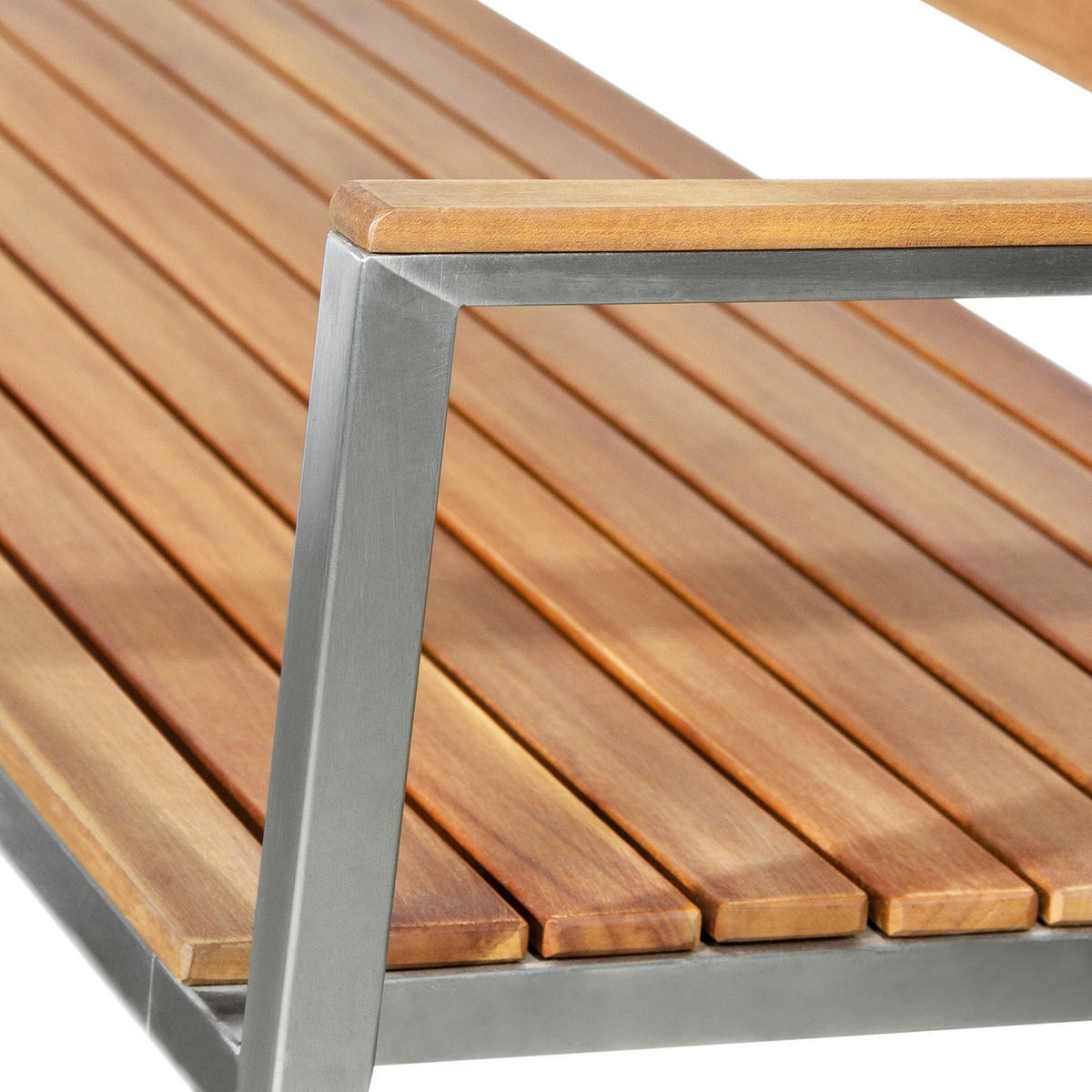 GARTENBANK - Teak massiv / Edelstahl - Silberfarben/Braun, Holz/Metall (151/86/55cm) - home24