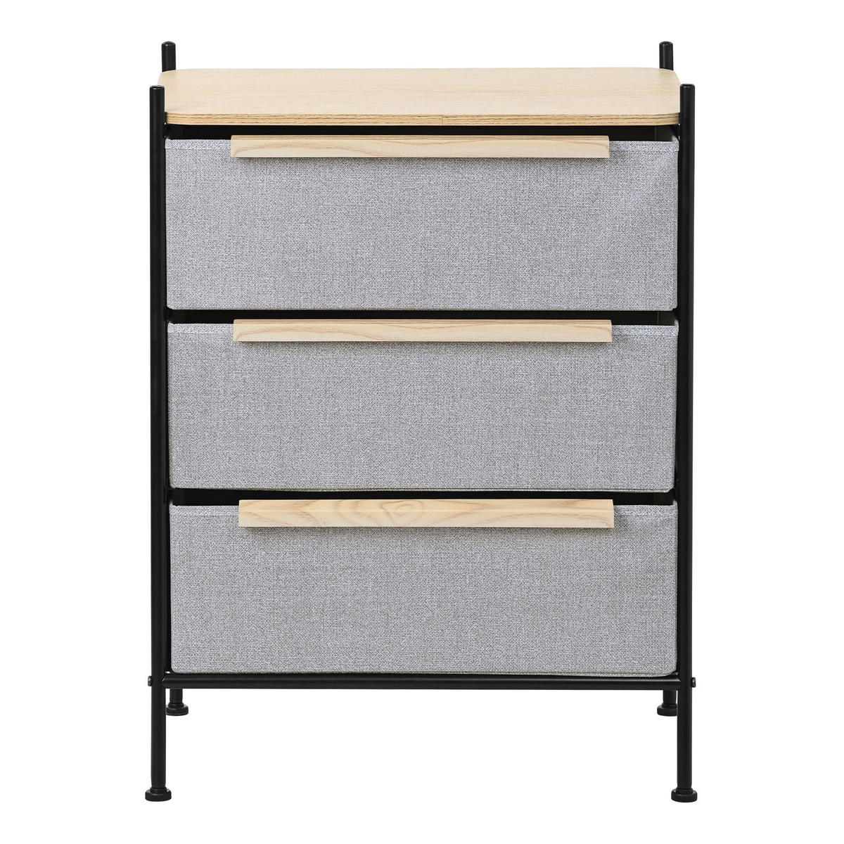 KOMMODE mit 3 Schubladen aus Stoff 58x78x42,5 cm Grau - Dunkelgrau, Holzwerkstoff (58/78/42.5cm) - ML-DESIGN