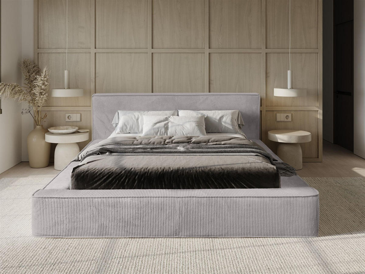 POLSTERBETT Modesto Stoff Lincoln - Grau, Holzwerkstoff/Textil (140/200cm) - Fun Möbel