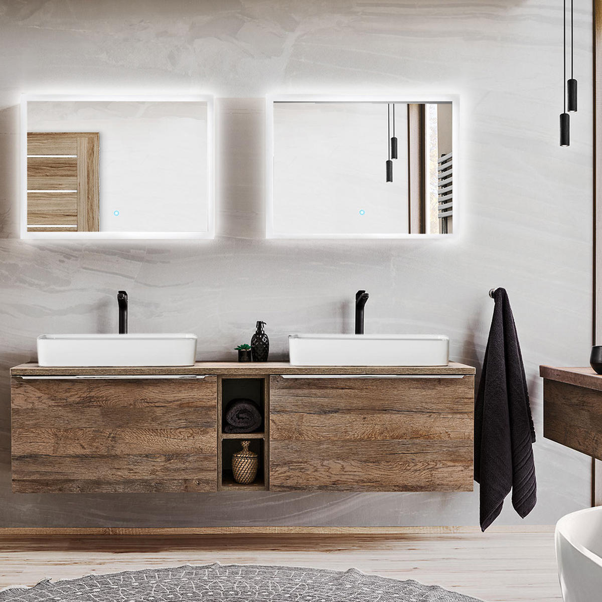 BADMÖBEL-SET 8-TLG. Puebla-56 - Braun, Holzwerkstoff (180/200/46cm) - Lomado