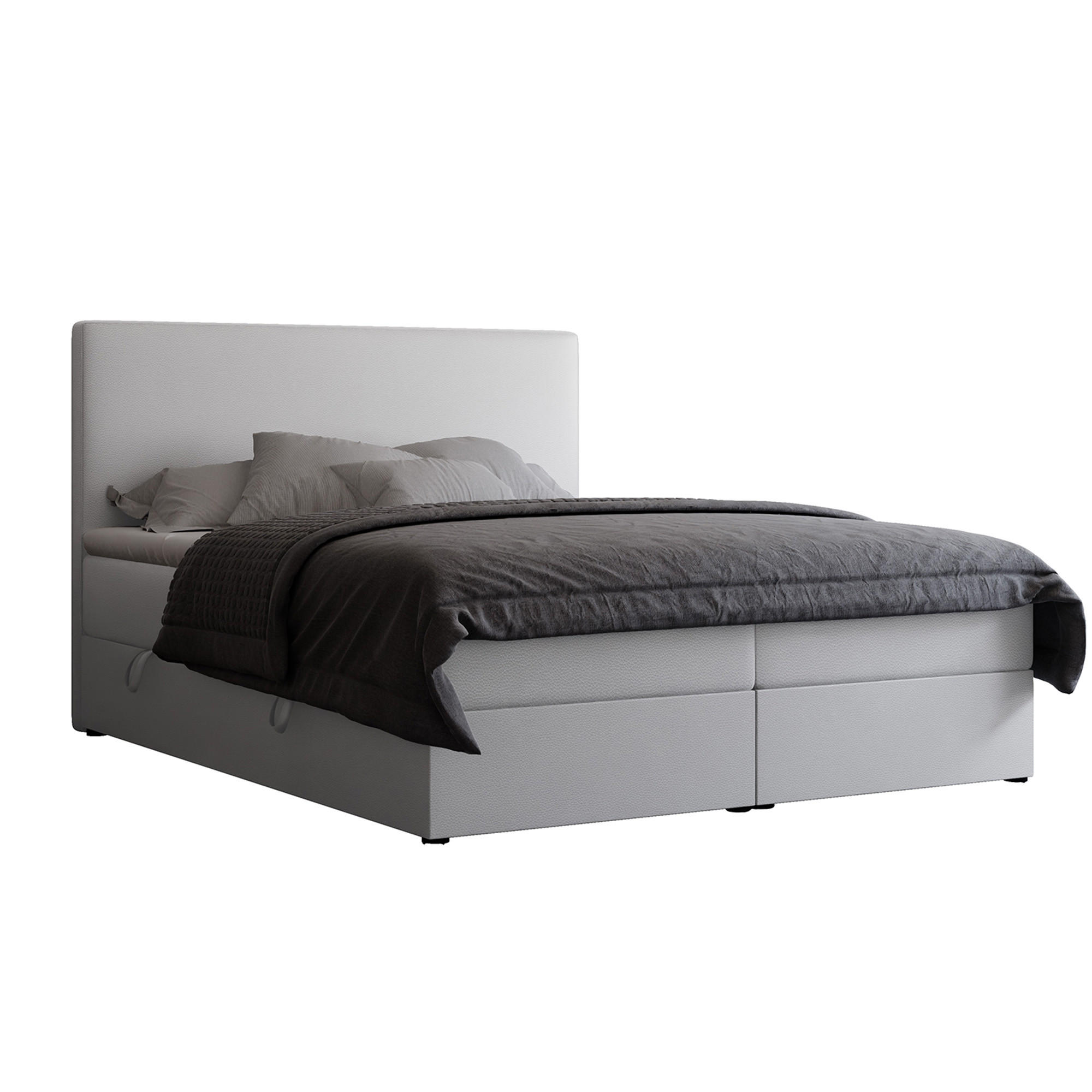 BOXBETT GIULIA 160/200 cm mit Matratze und Topper, Weiß - Weiß, Textil (160/200cm) - Idohome