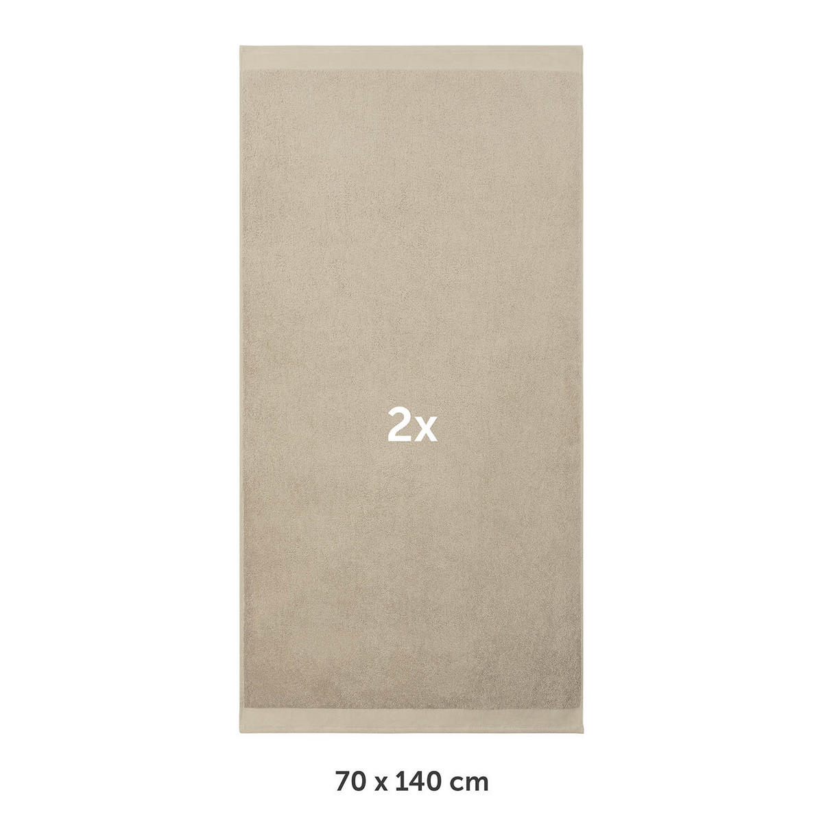 BADETUCH 2er-Set, 2x Badetuch 70/140 cm, Taupe - Taupe, Textil (70/140cm) - Blumtal