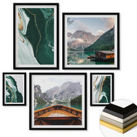 WANDBILDER 5er-Set - 50x50 cm & 20x30 cm & 40x60 cm Schwarzer Rahmen - Abstrakte Muster von Sukkulentenblättern - Schwarz, Kunststoff (40/60cm) - ArtPrintCave