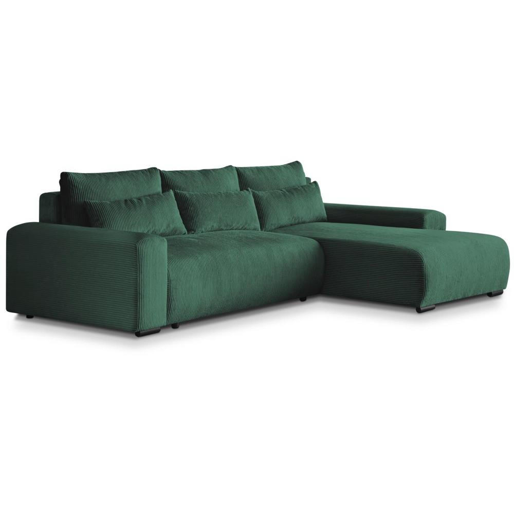 ECKSCHLAFSOFA Benny grün rechts - Schwarz/Grün, Kunststoff/Textil (271/185cm) - Beautysofa