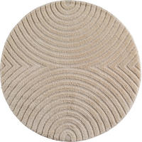 TEPPICH Wohnzimmer Hoch-Tief 3D-Effekt Organische Bögen mit 3D-Effekt OEKO-TEX 3D-Relief Boho Rund Beige 200x200 – RIGI - Beige, Textil (200/200cm) - KADIMA DESIGN