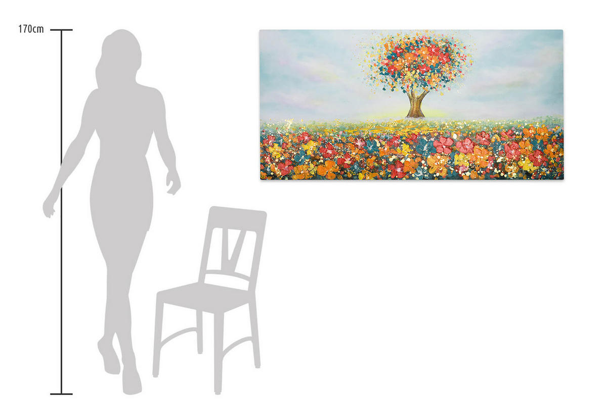 RUČNO SLIKANA AKRILNA SLIKA, 120/60 CM - višebojno, tekstil/drvo (120/60cm) - KUNSTLOFT
