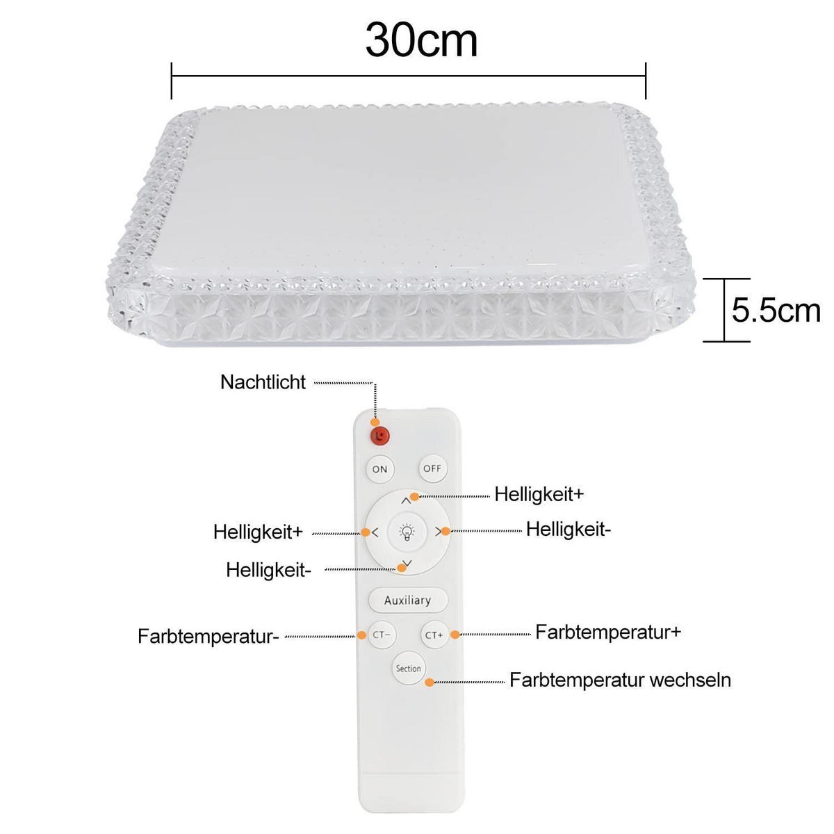 LED-DECKENLEUCHTE Luhmann 30/30/5.5cm - Weiß, Kunststoff (30/30/5.5cm) - Nettlife