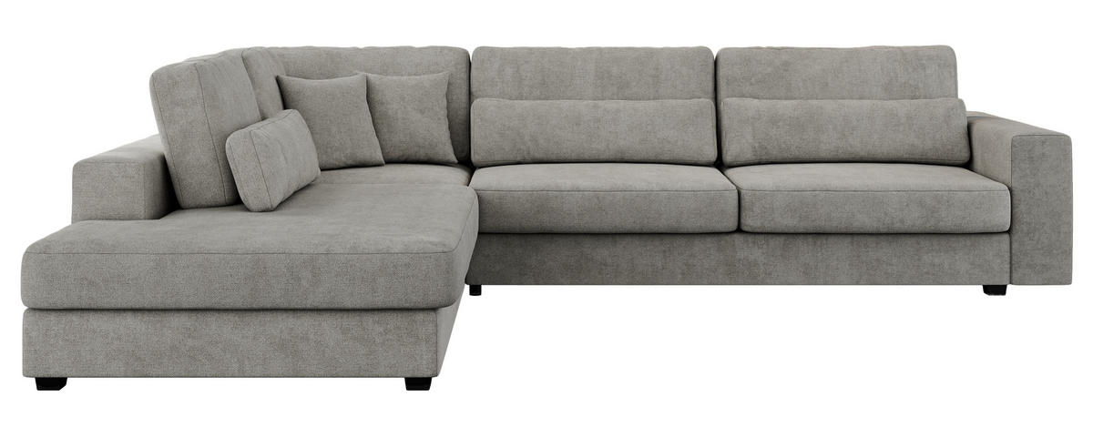 ECKSOFA Savona Hellgrau Strukture - links - Hellgrau/Schwarz, Kunststoff/Textil (316/249cm) - MKS