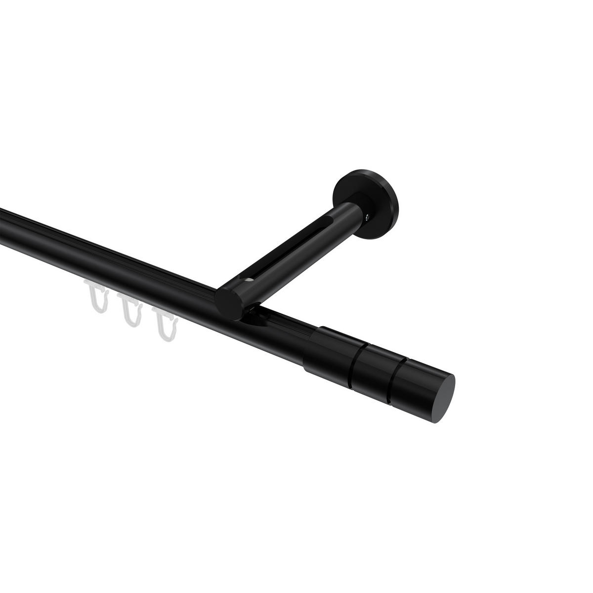 INNENLAUF-GARDINENSTANGEN-SET Siteno Elanto 280 cm (geteilt in 2 x 140 cm), 1-läufig, 20 mm Ø Schwarz - Schwarz, Metall (280cm) - INTERDECO