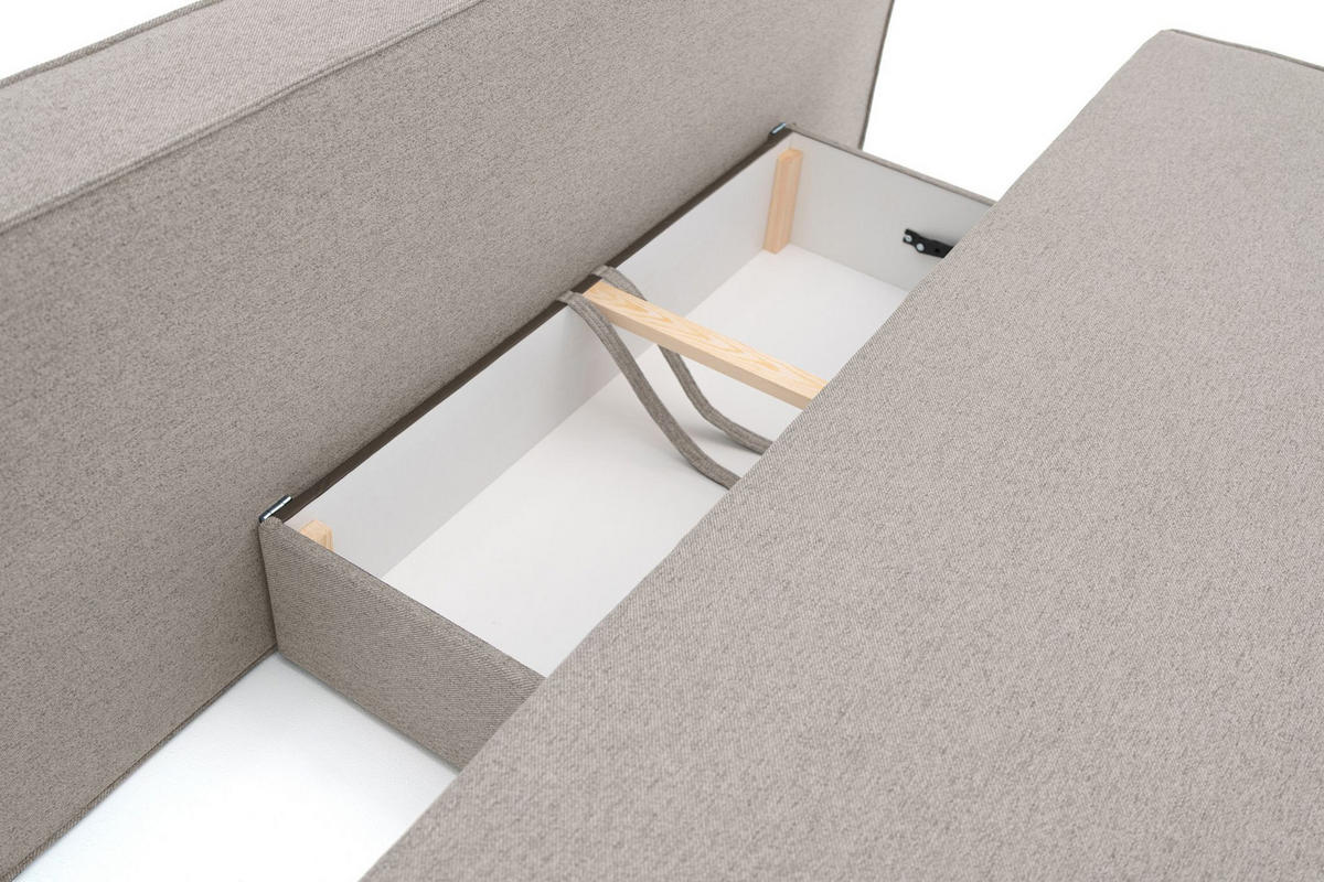 SCHLAFSOFA Mit Bettkasten NOMI, Stoff Faro, Hellgrau - Hellgrau, Holz (200/82/100cm) - Kaiser Möbel