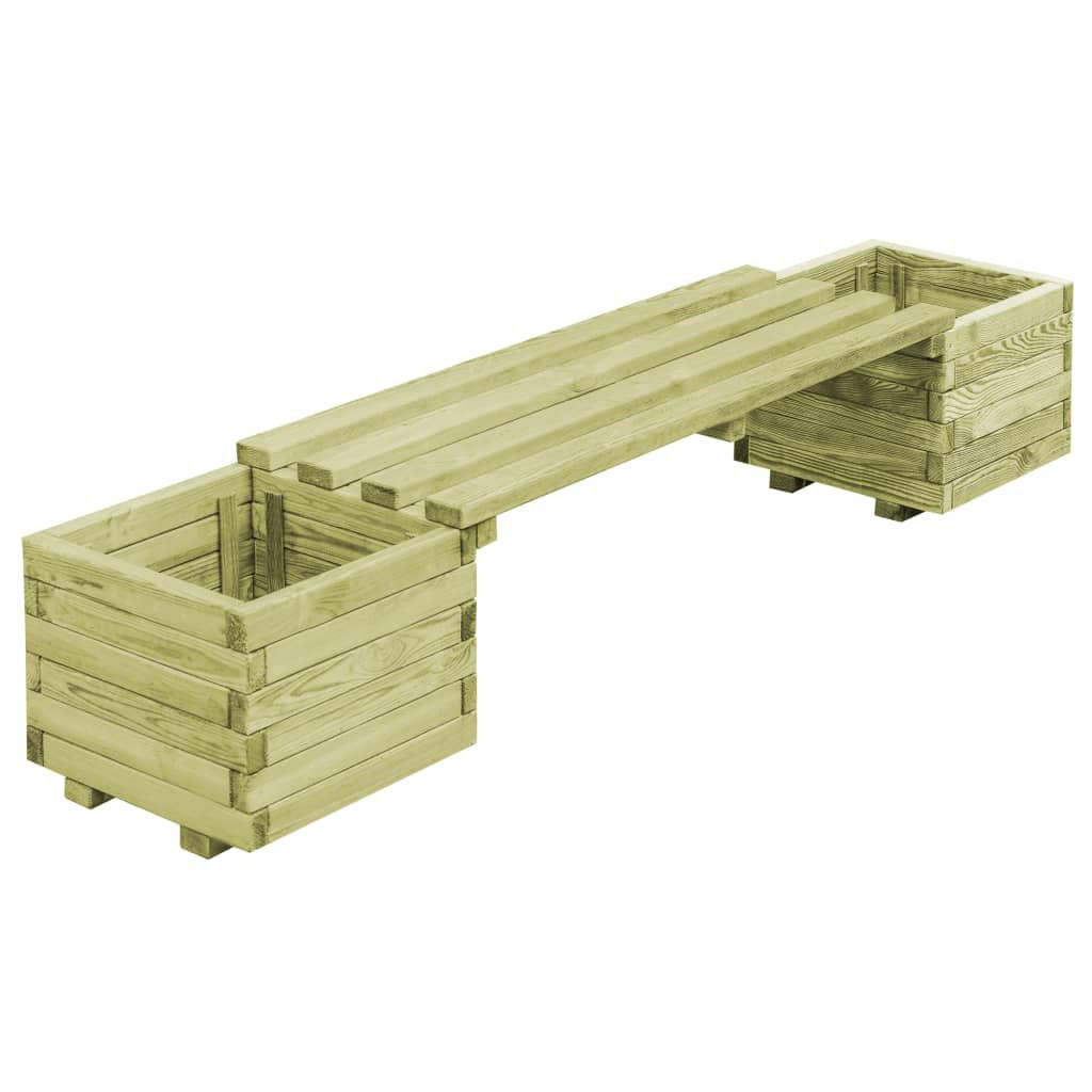GARTENBANK mit Pflanzgefäßen Kiefernholz Imprägniert - Grün, Holz (196/36/40cm)