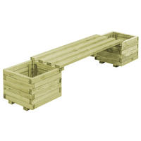 GARTENBANK mit Pflanzgefäßen Kiefernholz Imprägniert - Grün, Holz (196/36/40cm)