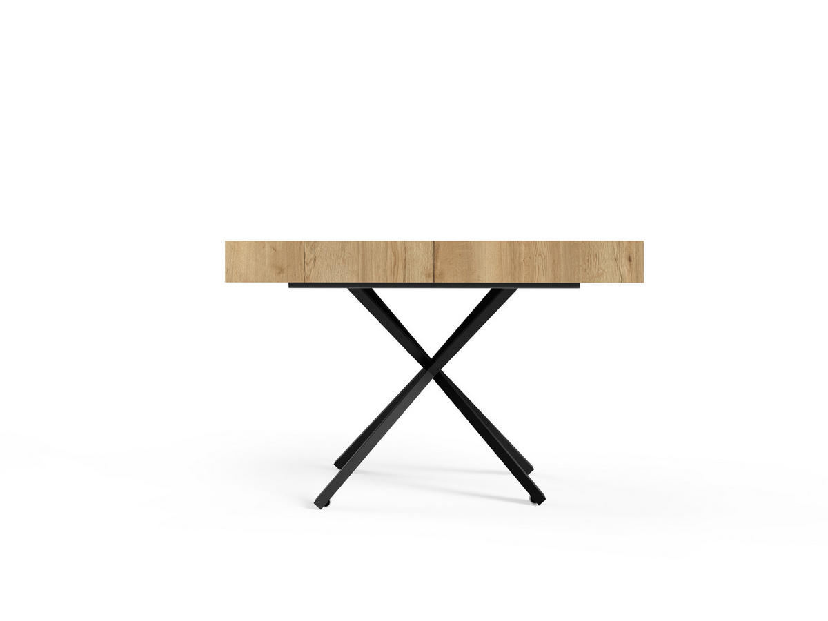 COUCHTISCH SANNA X - Hellbraun/Schwarz, Holzwerkstoff/Metall (80/120/27cm) - Meblini