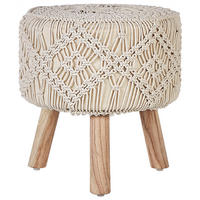 HOCKER Manzai 40/40/44 cm - Beige, Naturmaterialen/Textil (40/44/40cm) - Beliani