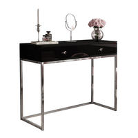 KONSOLE BLANCO GLAMOUR II auf verchromtem Gestell Schwarz Hochglanz Kristallgriff - Schwarz Hochglanz, Holzwerkstoff (42/100/81cm) - Lookway