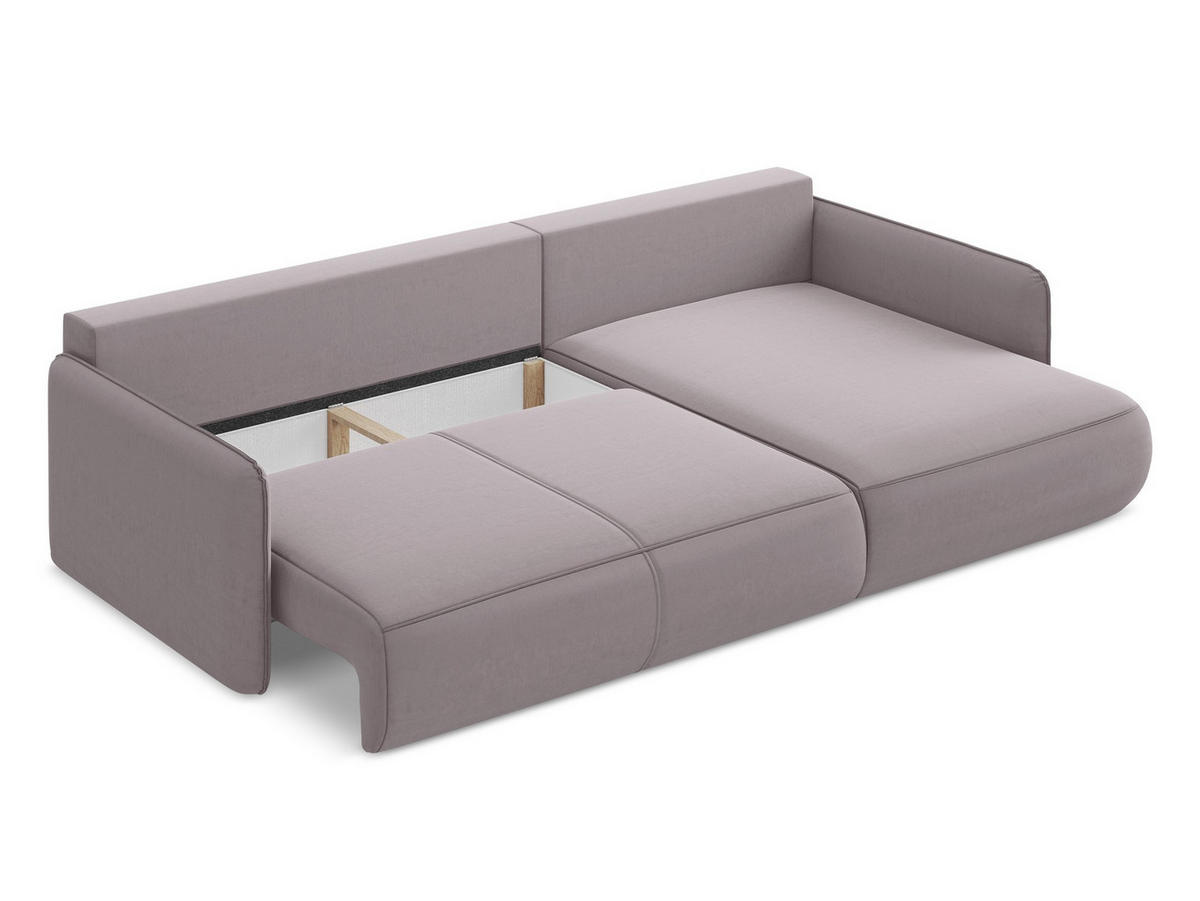 ECKSOFA mit Schlaffunktion Samt Stoff Violett - Lila/Flieder, Kunststoff/Textil (240/148cm) - Makamii